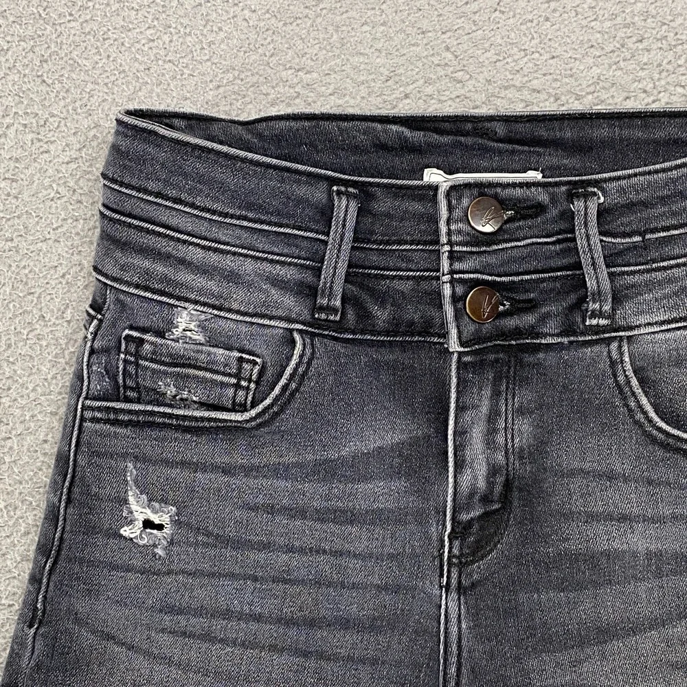 Kancan Denim Shorts Womens 0/25 Kurvy Ultra High Rise Stretchy Distressed Curvy - Picture 2 of 13